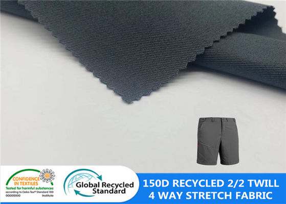 Tessuto all'aperto impermeabile spesso del tessuto elastico 226GSM di modo della saia dello PS 150D 2/2 del poliestere riciclato 92% 8% 4
