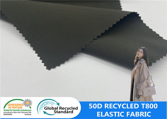 50D 100% ha riciclato la giacca a vento di plastica di allungamento del poliestere del tessuto T800 della bottiglia impermeabilizza il tessuto elastico
